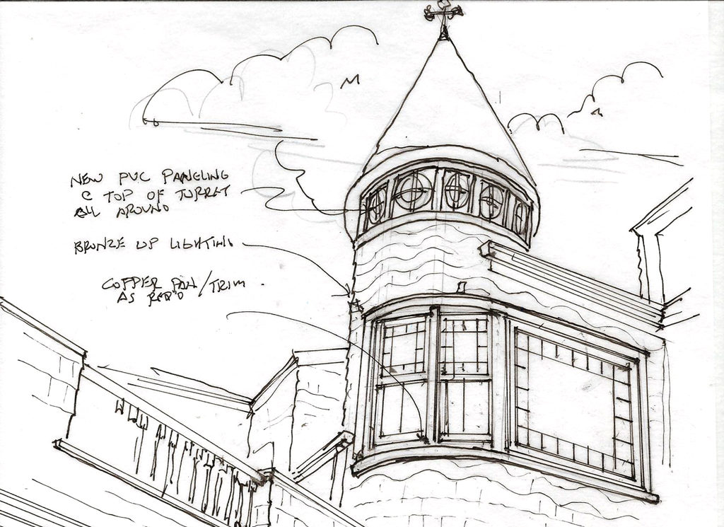 Architect Drawing Turret — Laine M. Jones Design